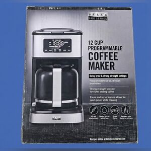 Abella Pro Series 12-Cup Programmable Coffee Maker - Black and Silver